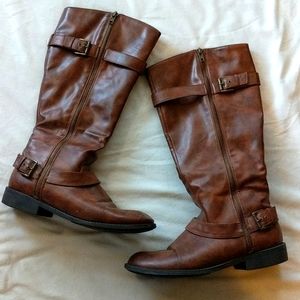 Brash size 12 Wide Calf Brown Zip Boots